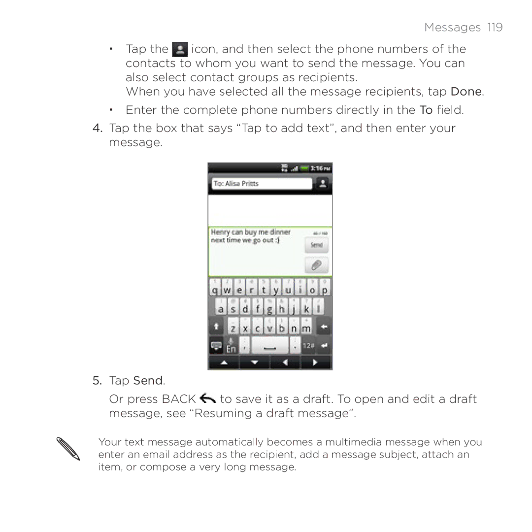 HTC Thunderbolt manual Messages  